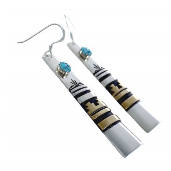 Aztec Turquoise Earrings - Picture 2 of 6